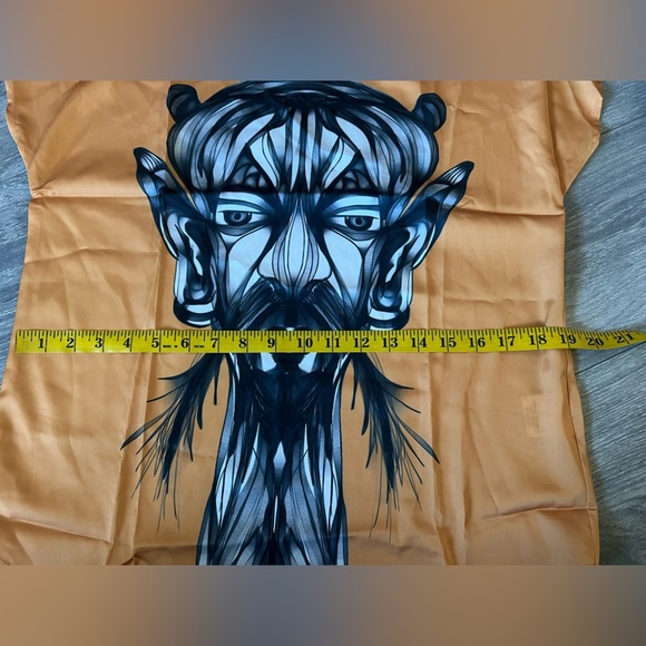 Three Fifty Nine Orange Face Wearable Art Graphic Print Blouse. Size L NWT! - Picture 8 of 9